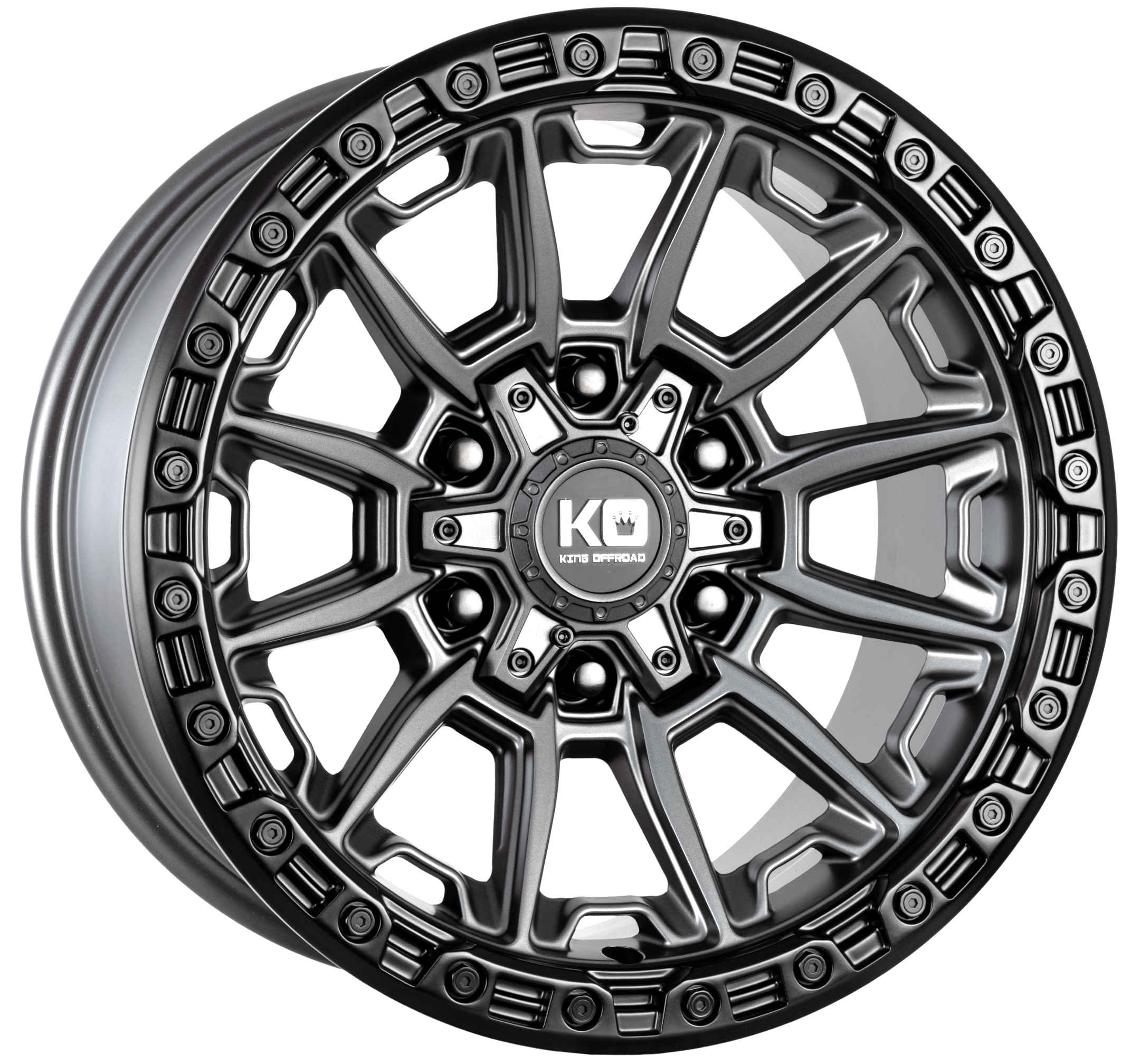 King 18x9 WARRIOR 6x135 & 6x139.7 MATTE TITANIUM - BLACK LIP +12