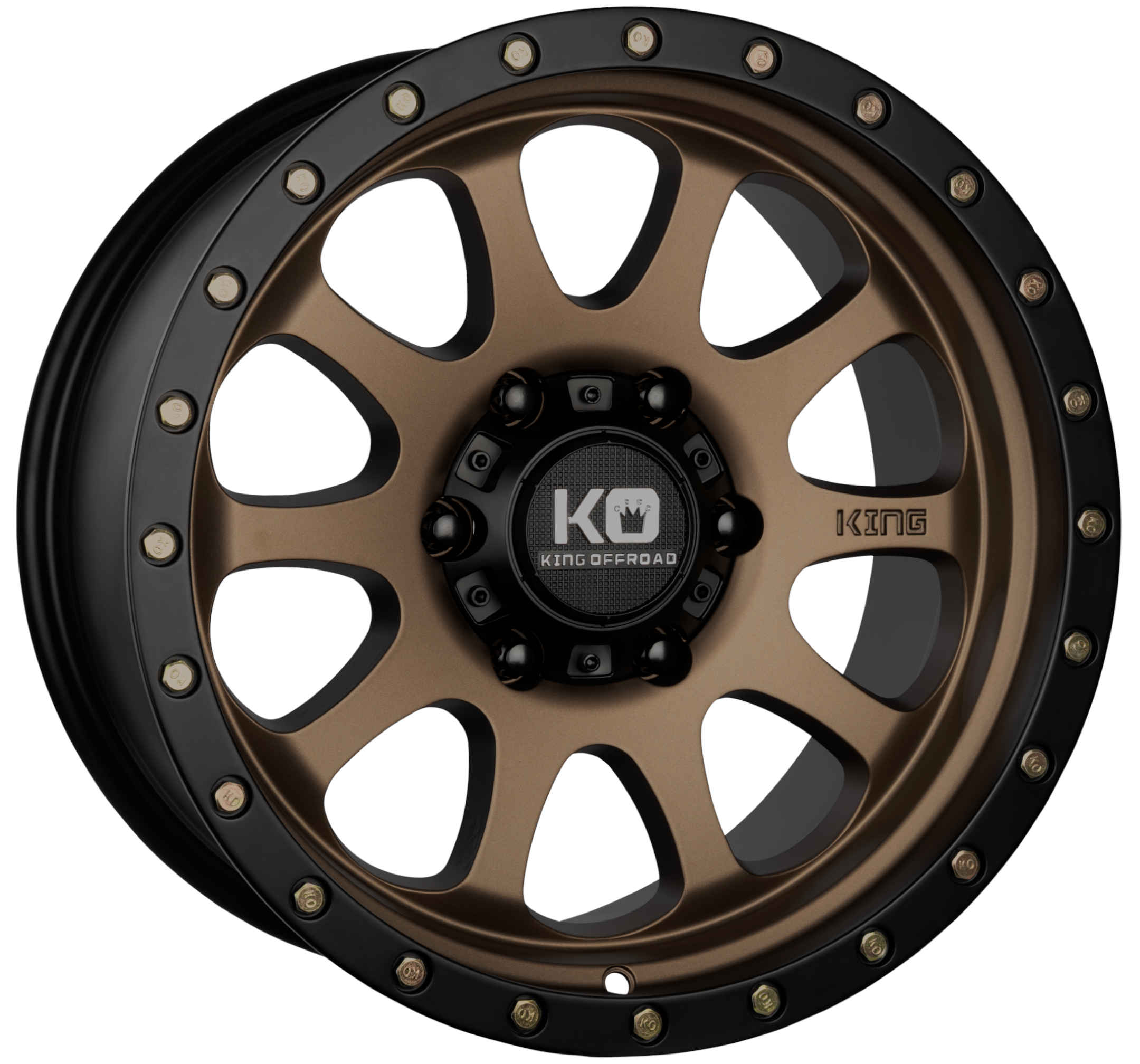 King 18x9 HURRICANE 2 6x139.7 DARK BRONZE SATIN BLACK LIP ZINC BOLTS +12